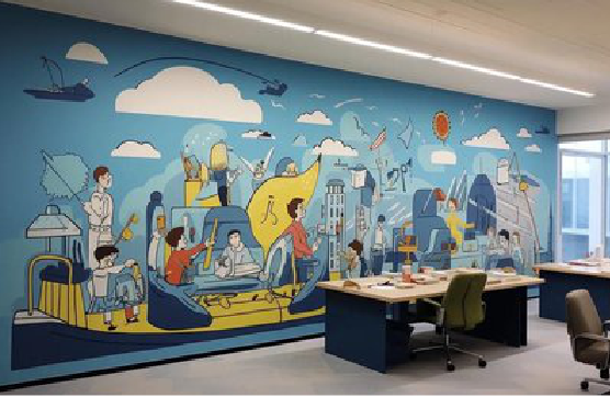 易门办公室墙绘的特点。